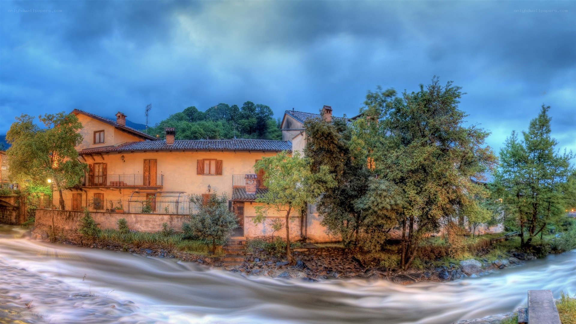 River flowing past a house