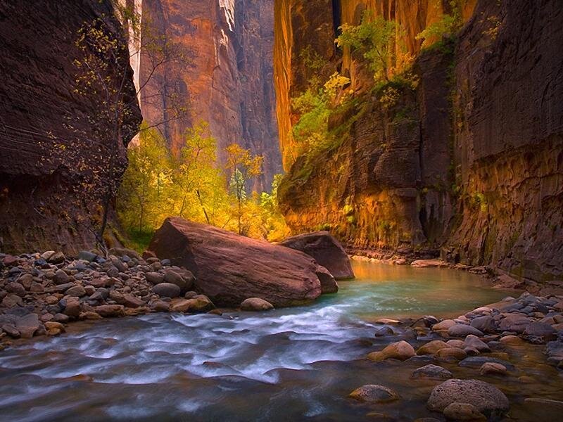 River flowing through a canyon