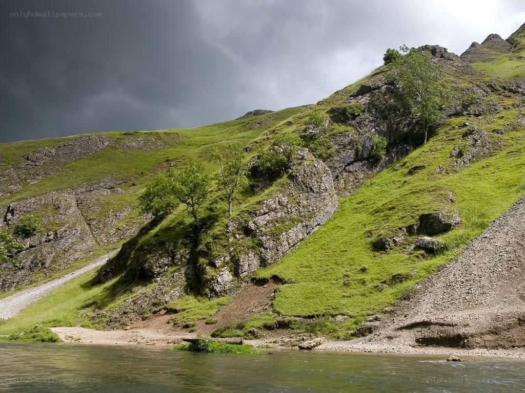 River flowing through a green valley