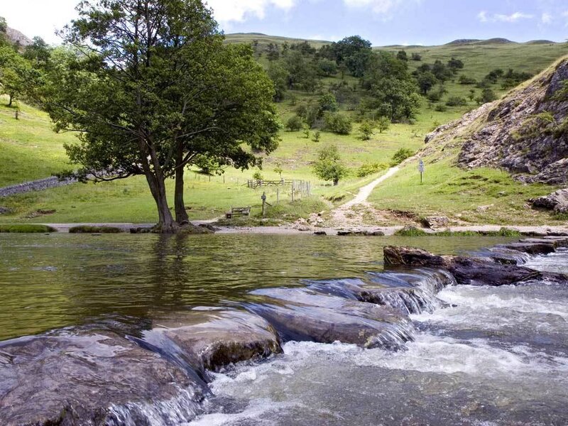 River flowing through a green valley