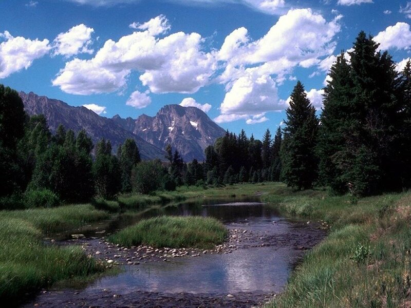 river flowing through a mountain valley