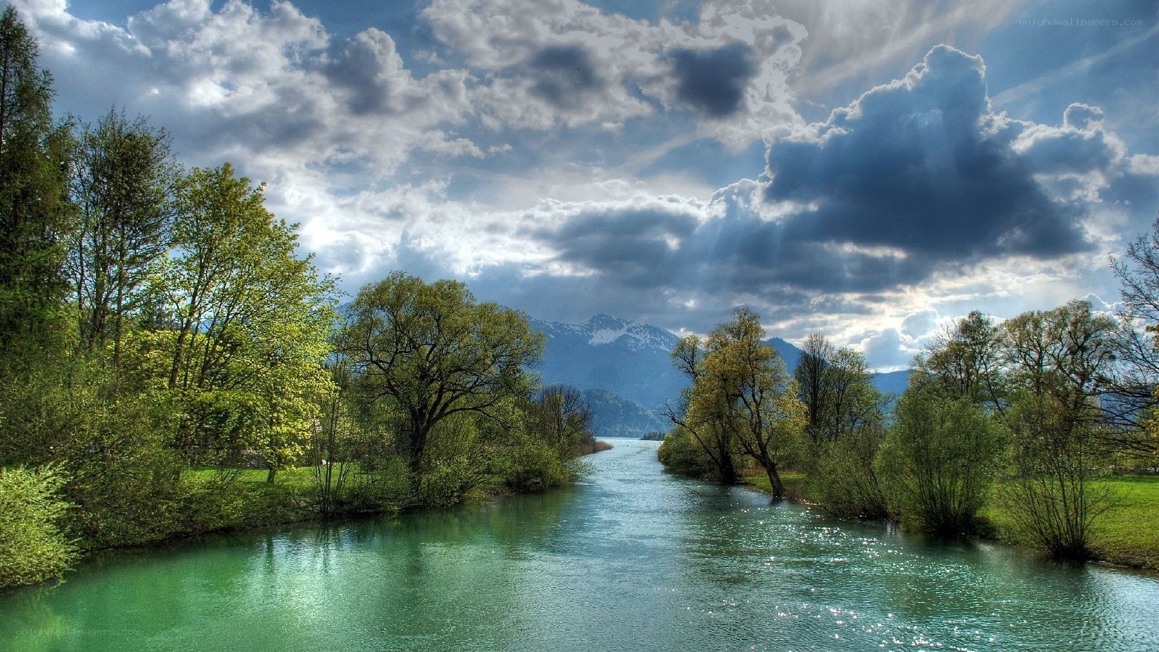 River flowing through a scenic landscape