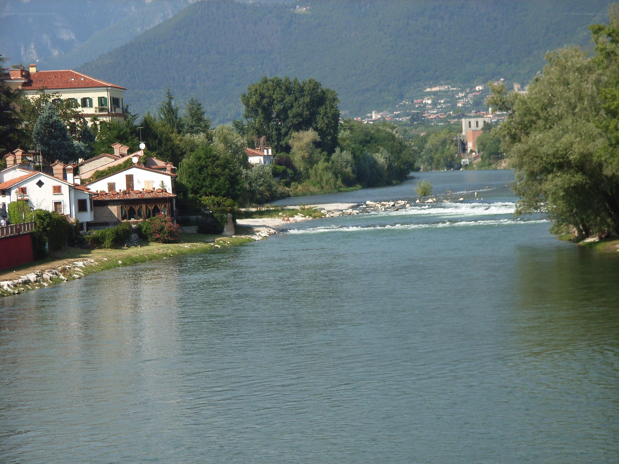 River flowing through a town