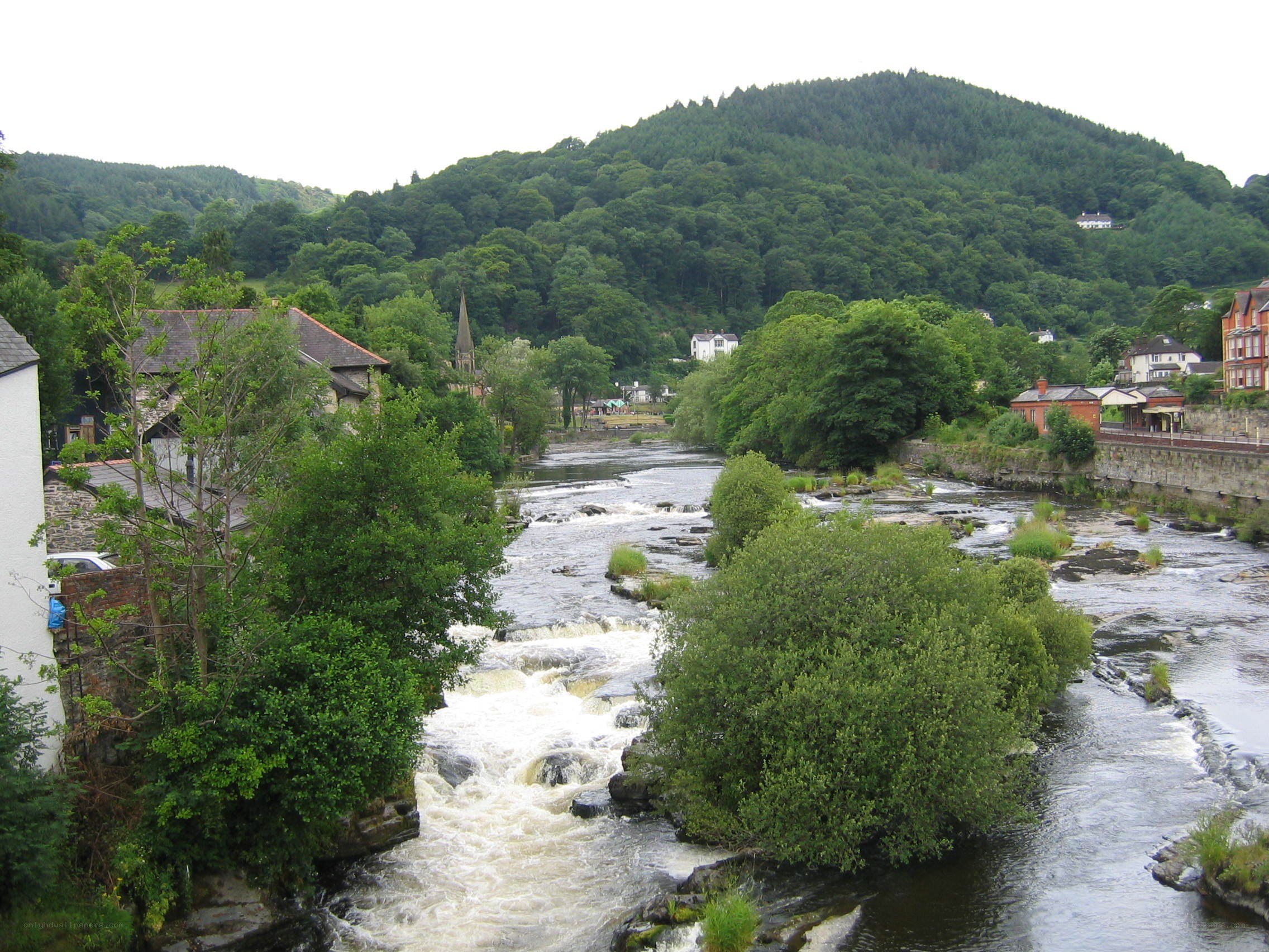 River flowing through a village