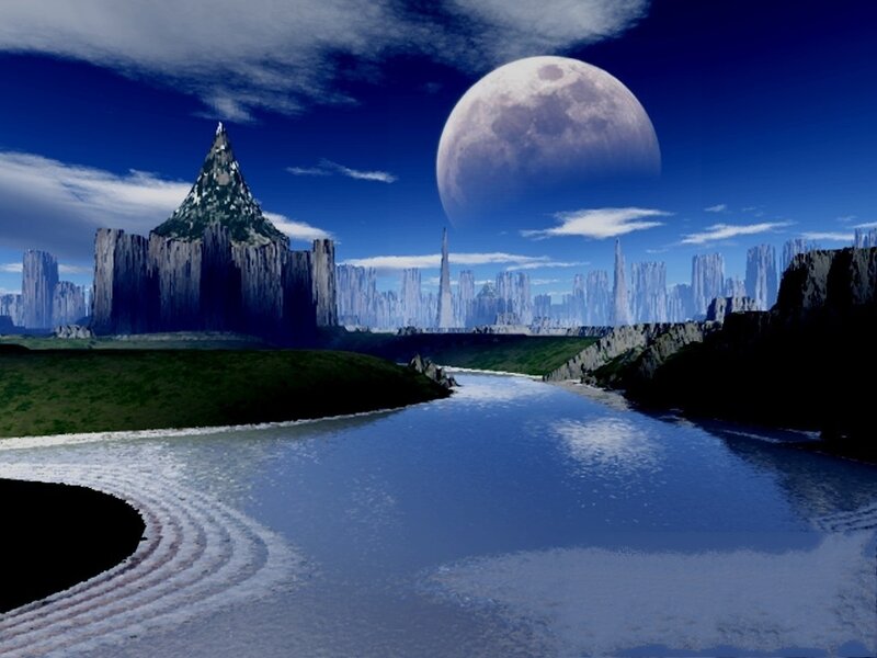 River Flowing Through Alien Landscape