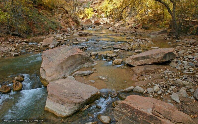 River flowing through autumn canyon