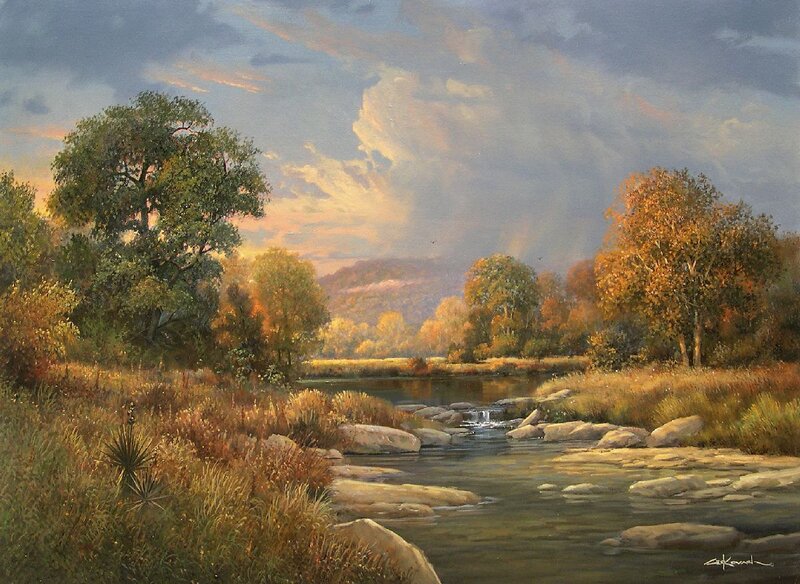 River Flowing Through Autumn Landscape
