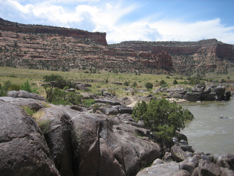 river flowing through canyon