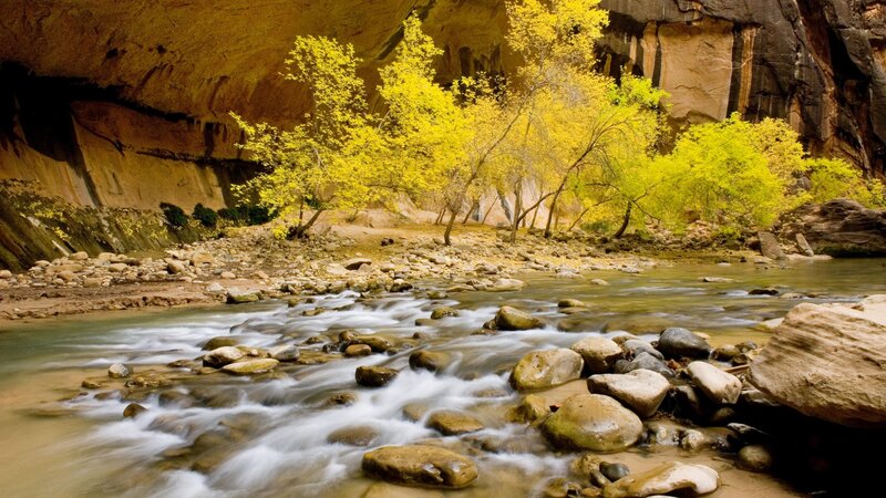 River flowing through canyon