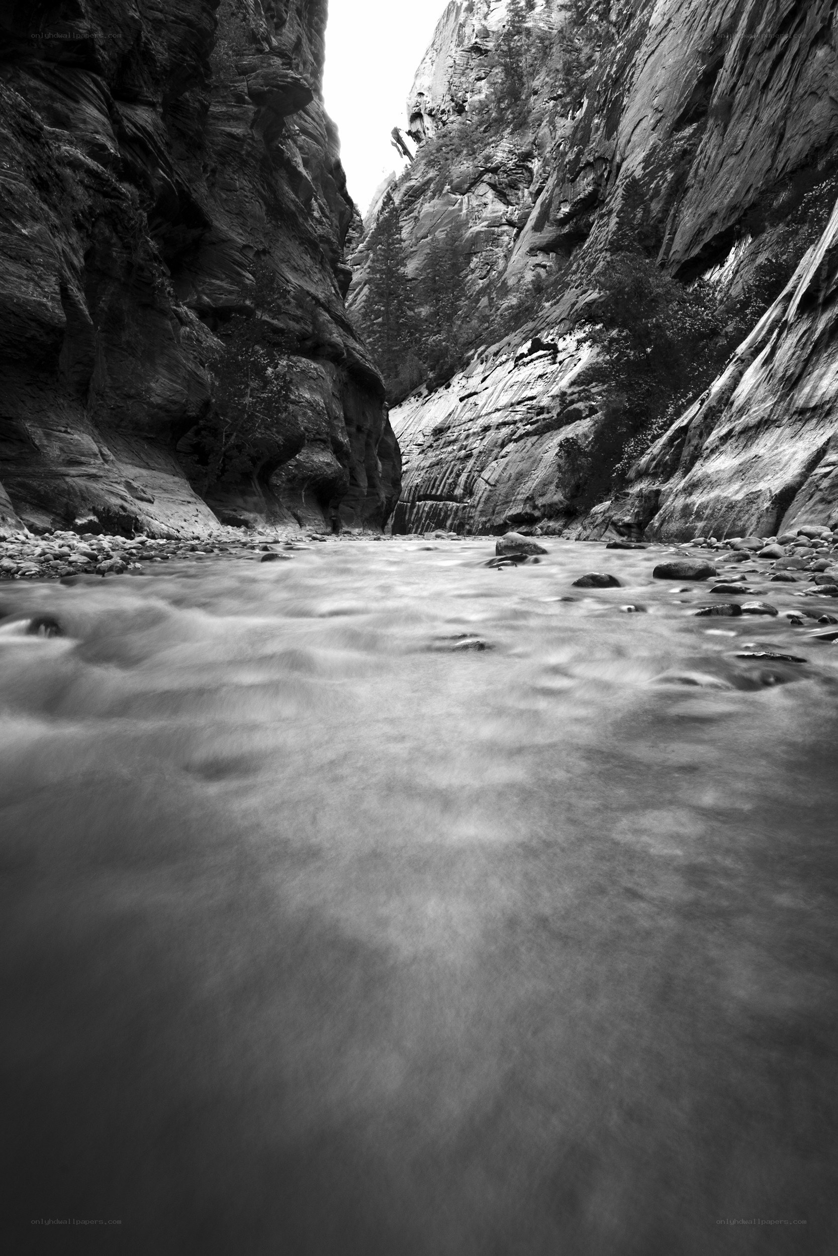 river flowing through canyon