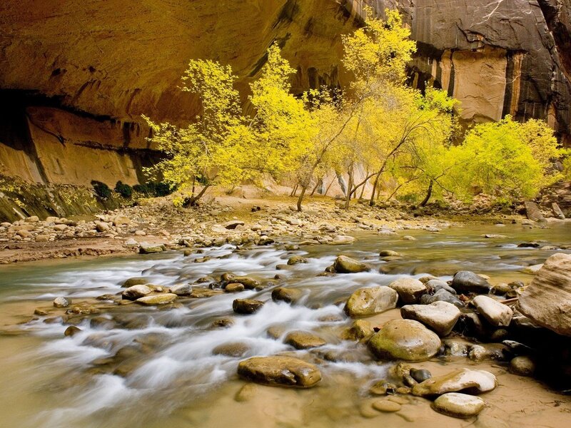 River flowing through canyon
