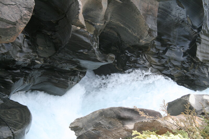 River Flowing Through Canyon — Black
