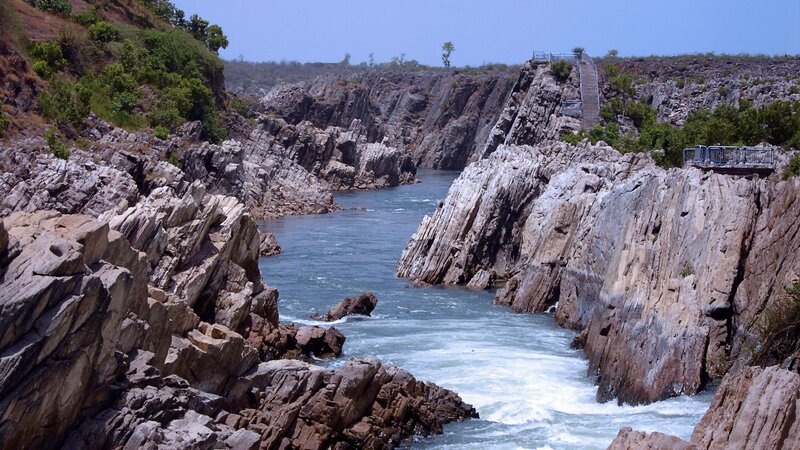 River Flowing Through Canyon — Blue, Dramatic, Afternoon