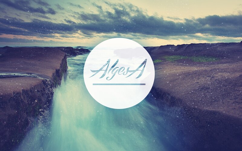 River Flowing Through Canyon — Blue, Dramatic, Sunset, Photograph, Sky