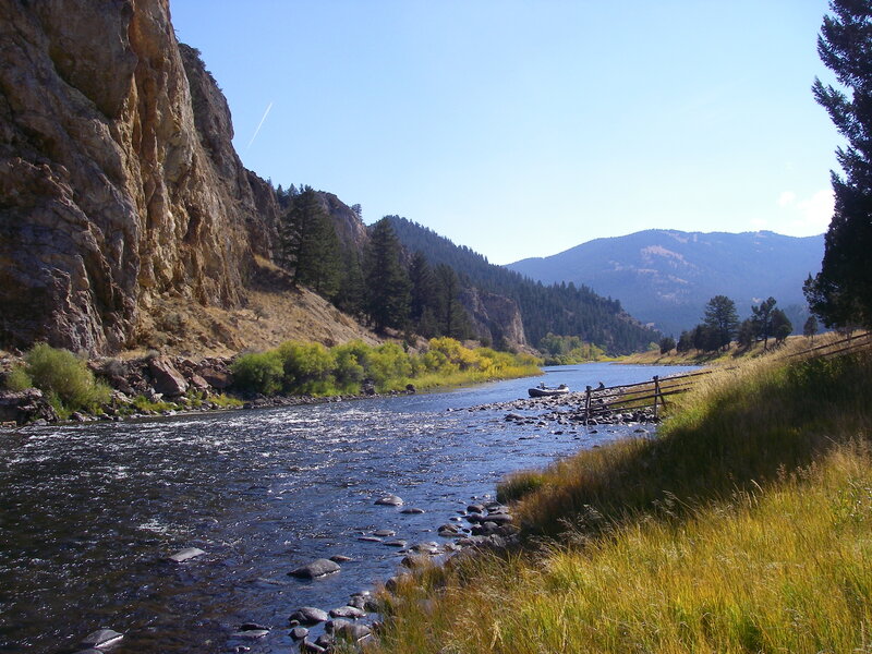 River Flowing Through Canyon — Blue, Serene