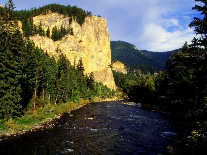 River Flowing Through Canyon — Blue