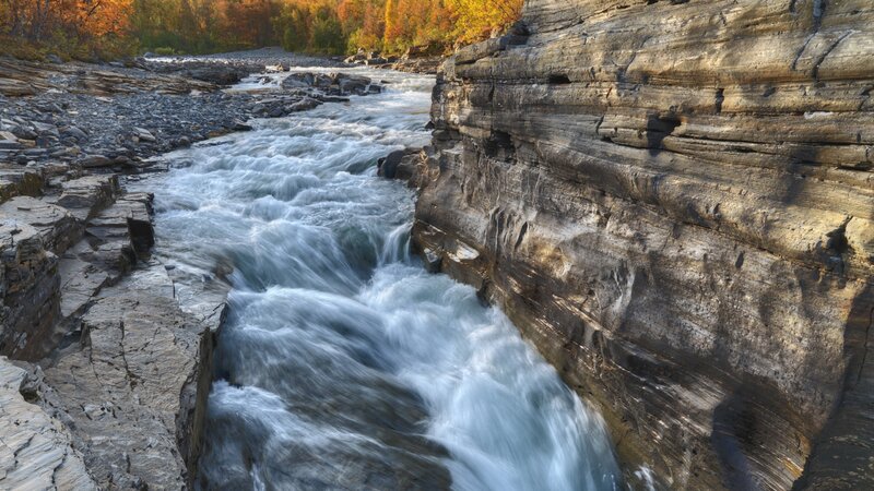 River Flowing Through Canyon — Brown, Dynamic