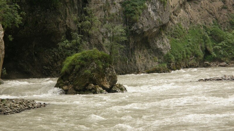 River Flowing Through Canyon — Brown, Natural