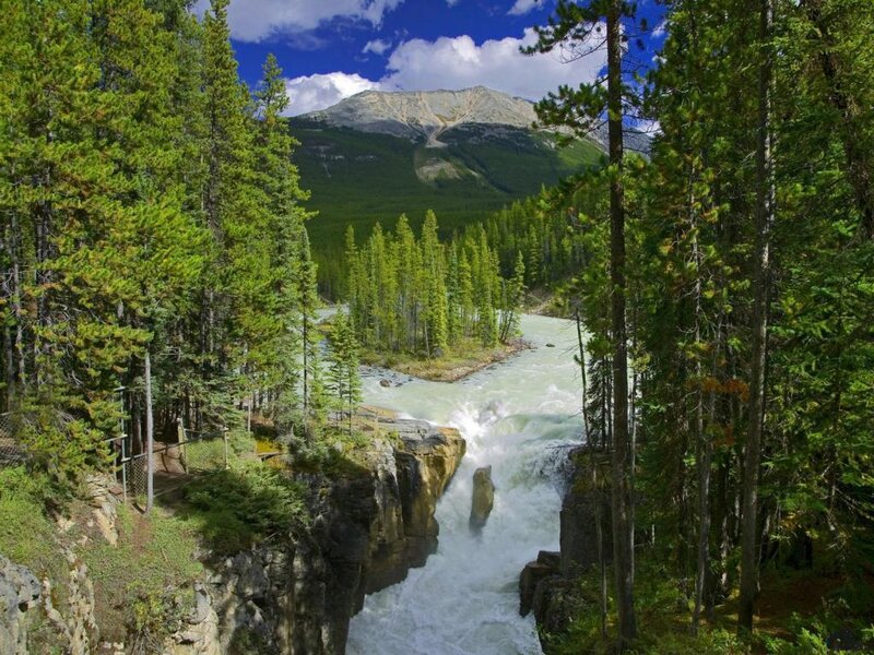 River Flowing Through Canyon — Green, Dramatic, Afternoon, Photograph