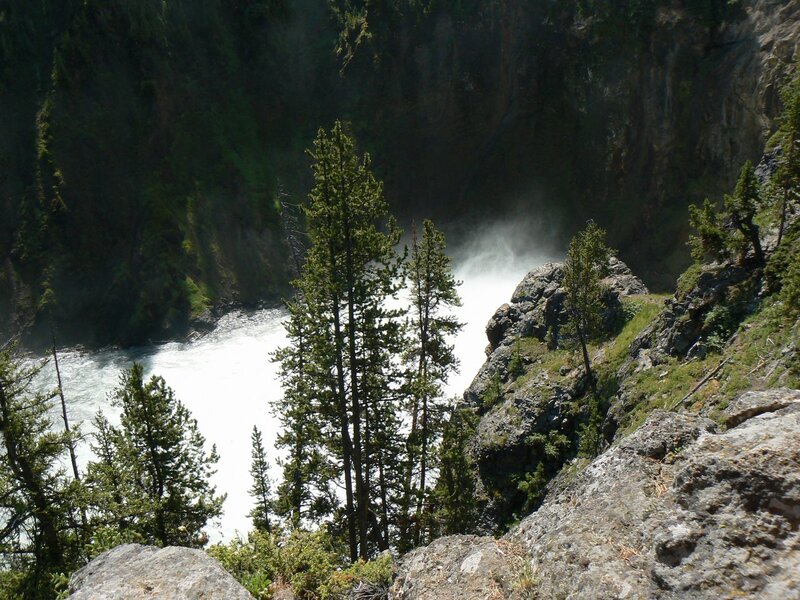 River Flowing Through Canyon — Green, Dramatic, Afternoon, Photograph, Trees