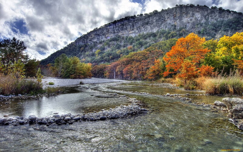 River Flowing Through Canyon — Green, Dramatic, Autumn