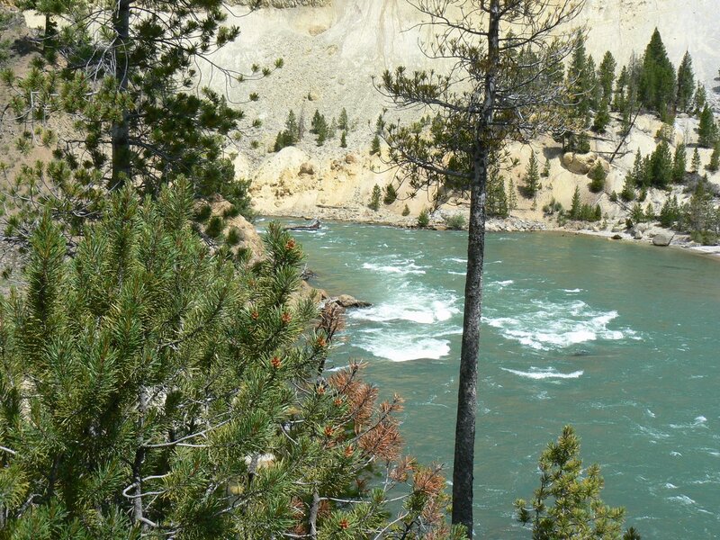 River Flowing Through Canyon — Green, Natural, Afternoon, Photograph
