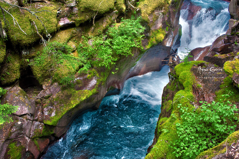 River Flowing Through Canyon — Green, Natural, Photograph