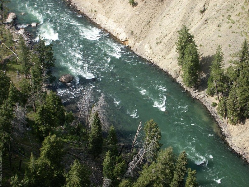 River Flowing Through Canyon — Green, Natural