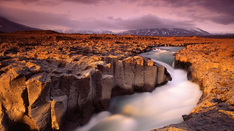 River Flowing Through Canyon — Purple, Dramatic