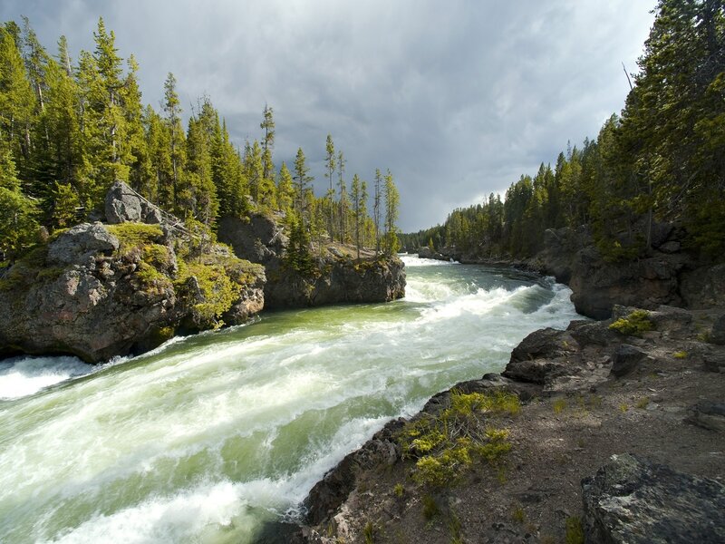 River Flowing Through Canyon — Rocks