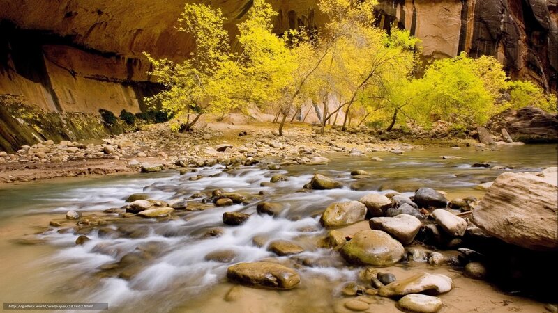 River Flowing Through Canyon — Yellow