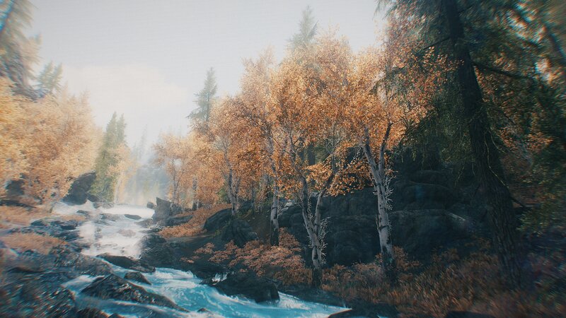 River Flowing Through Forest — Blue, Serene, Autumn, 3d Render