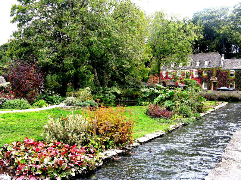 River Flowing Through Garden