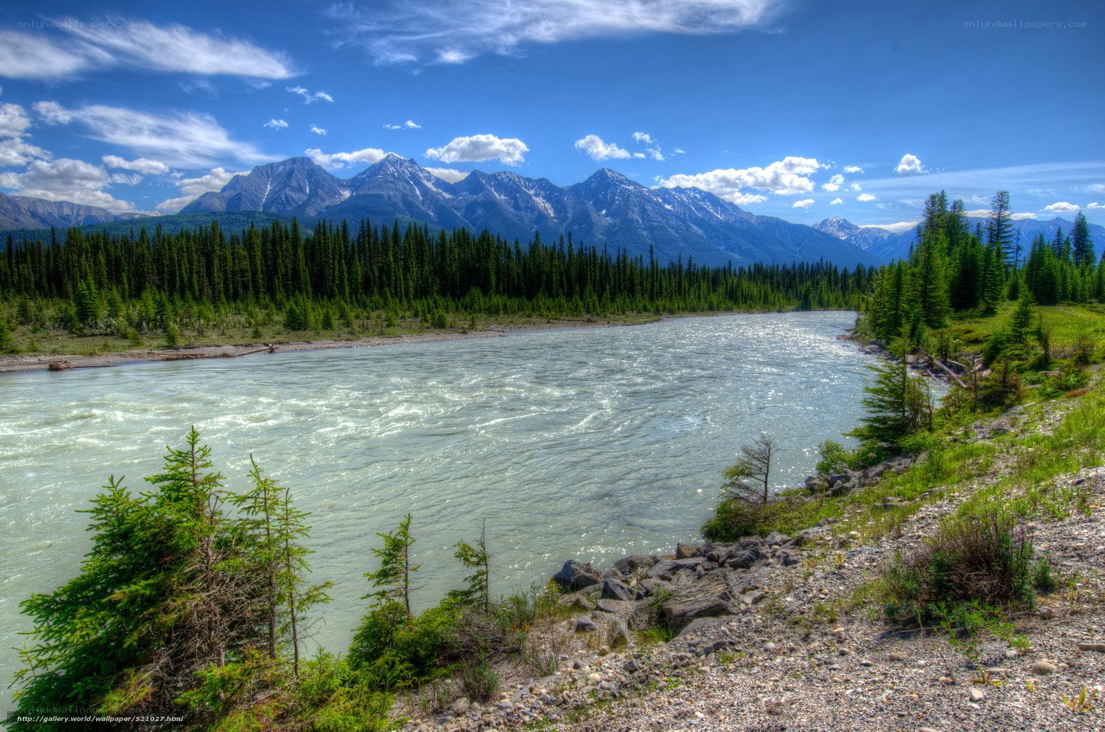 river flowing through mountain valley