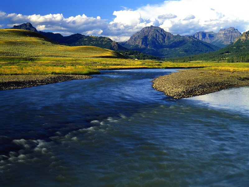 River flowing through mountain valley
