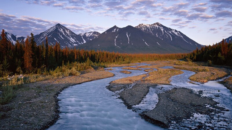 River flowing through mountain valley
