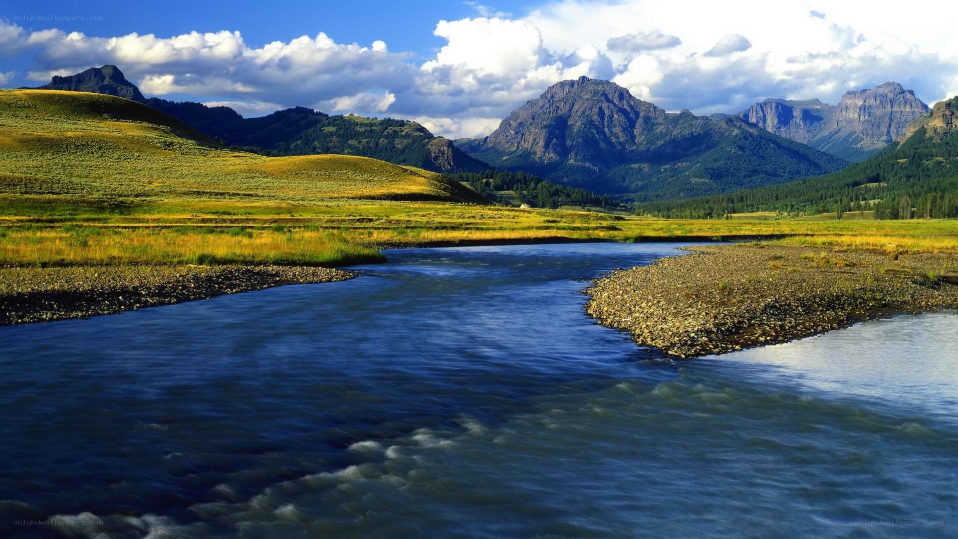 River flowing through mountain valley
