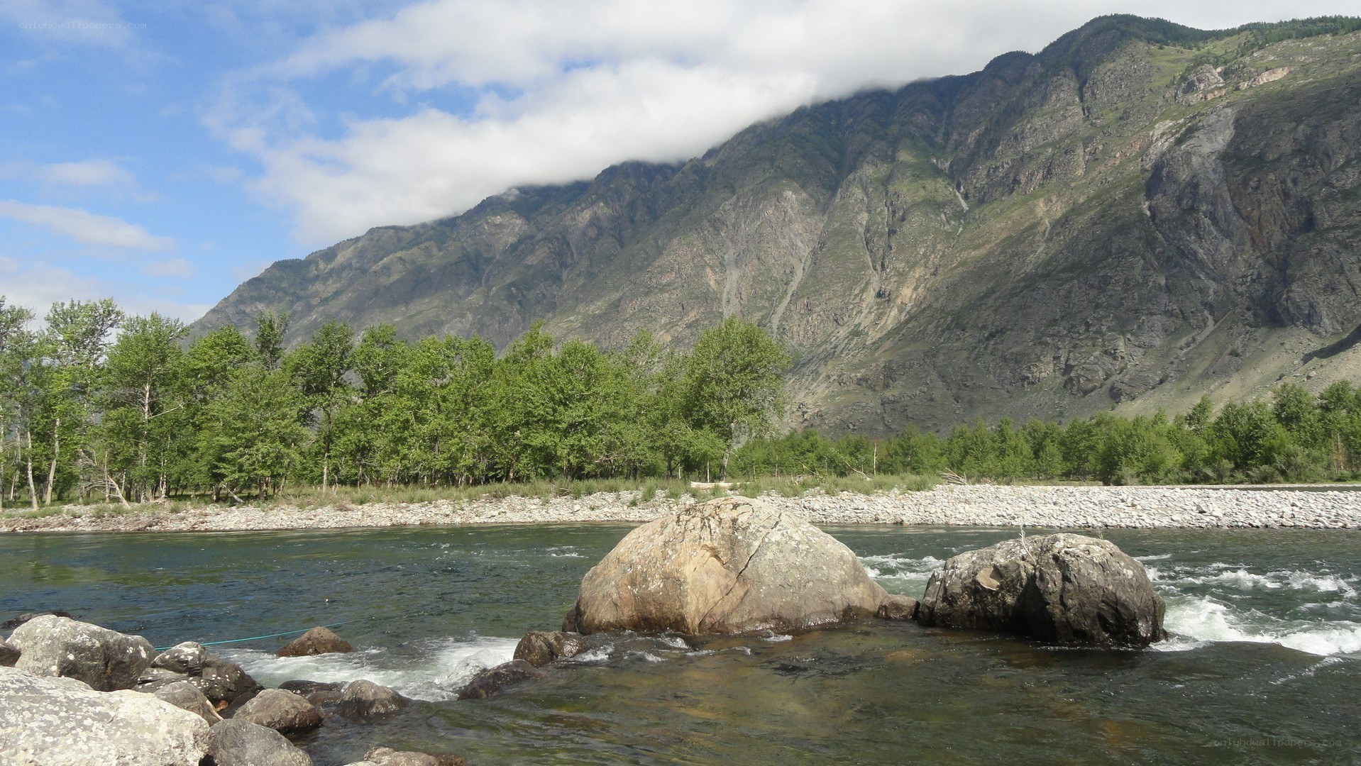 River flowing through mountain valley