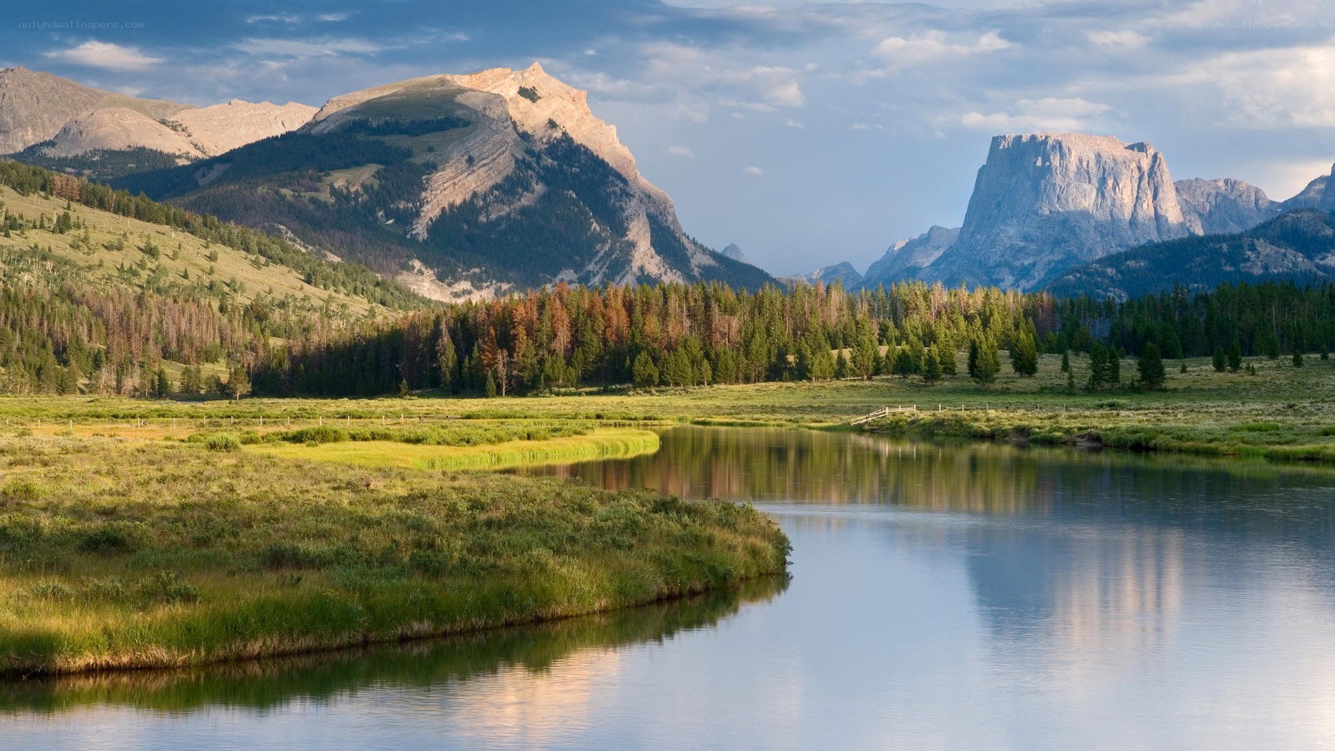 river flowing through mountain valley