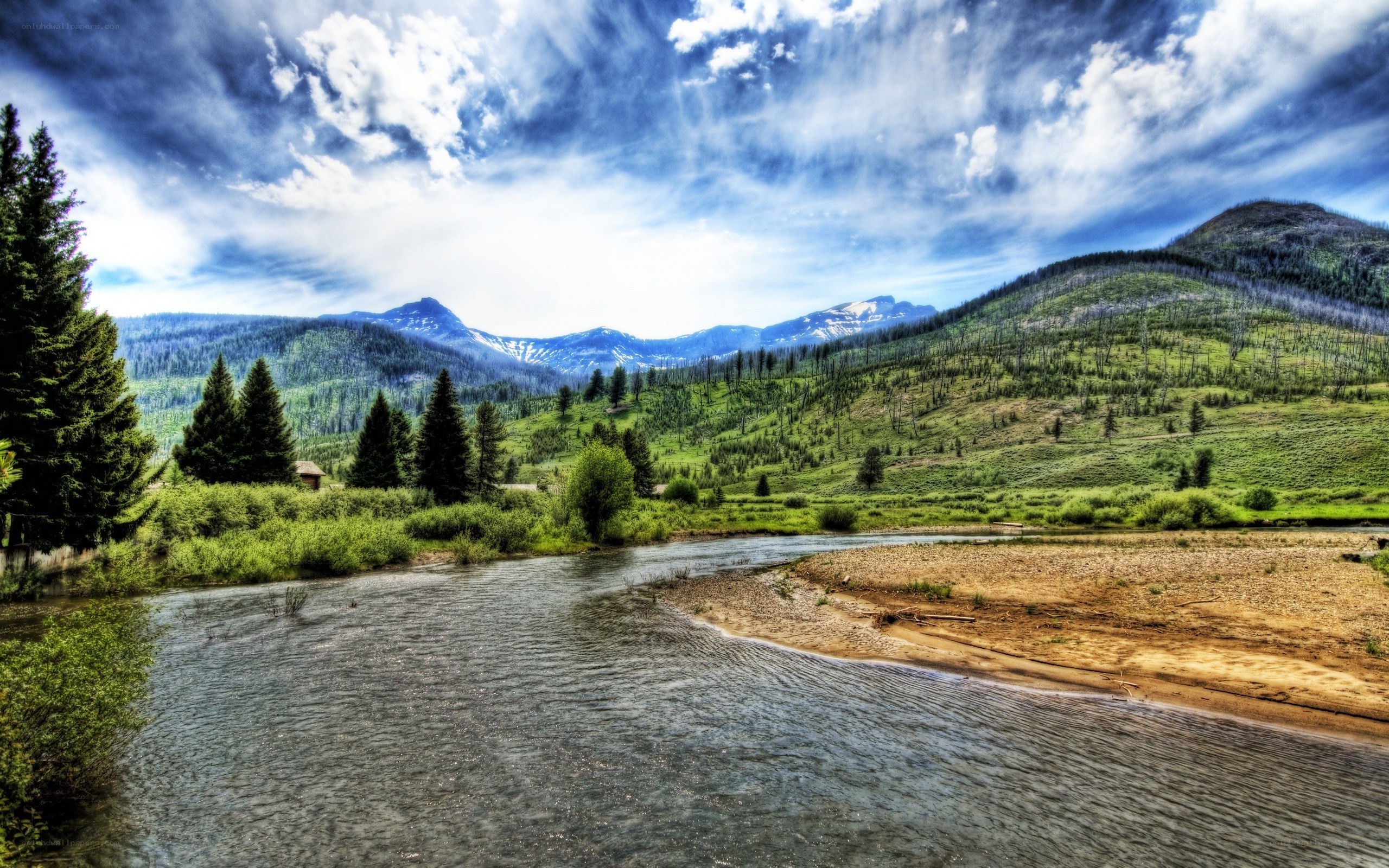 River flowing through mountain valley