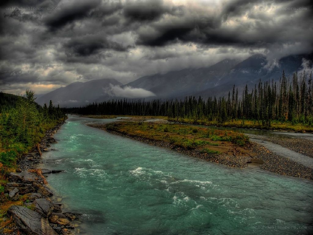 River flowing through mountain valley