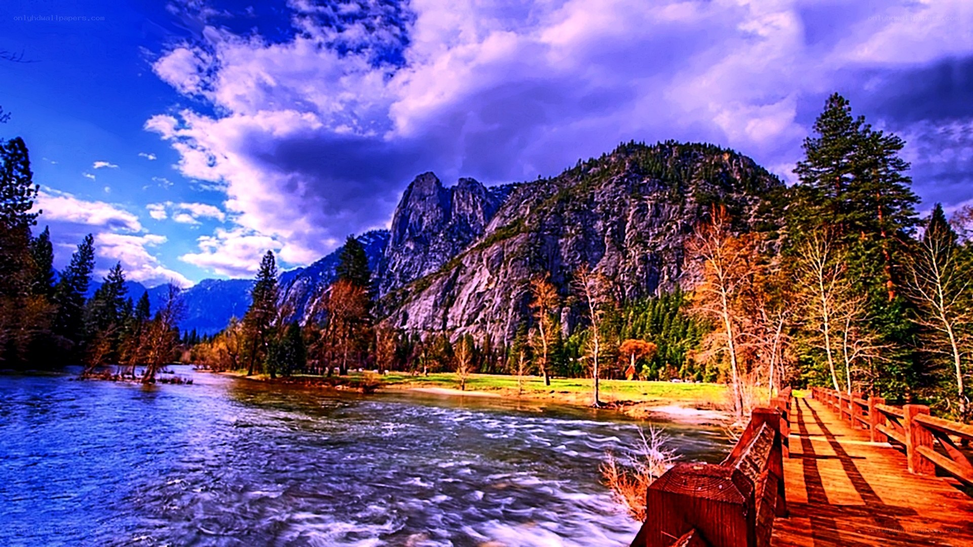river flowing through mountain valley