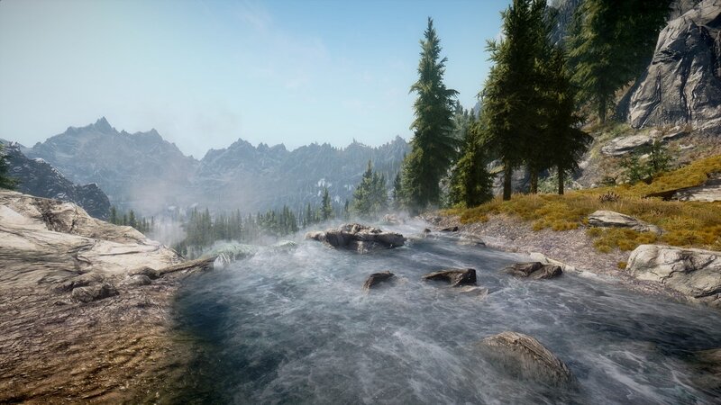River Flowing Through Mountains — Blue, Serene, Afternoon, 3d Render