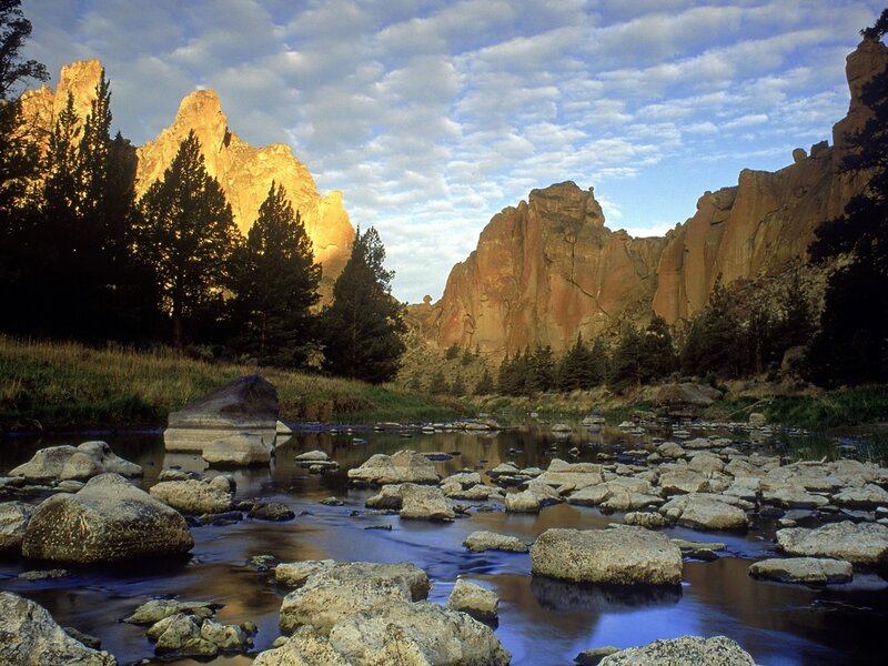River flowing through rock formations