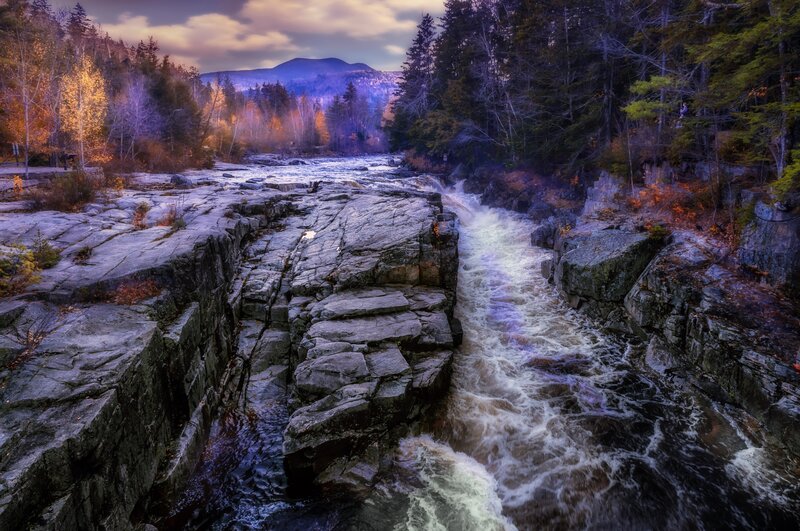 River Flowing Through Rocks — Gray, Dramatic