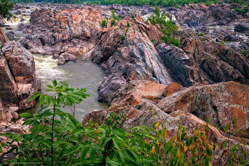 River Flowing Through Rocks — Green, Dramatic