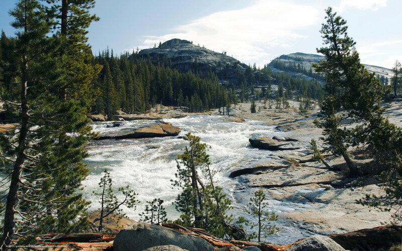 River Flowing Through Rocks — Green, Serene, Afternoon, Photograph