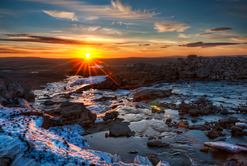 River Flowing Through Rocks — Orange, Dramatic