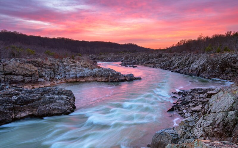 River Flowing Through Rocks — Pink