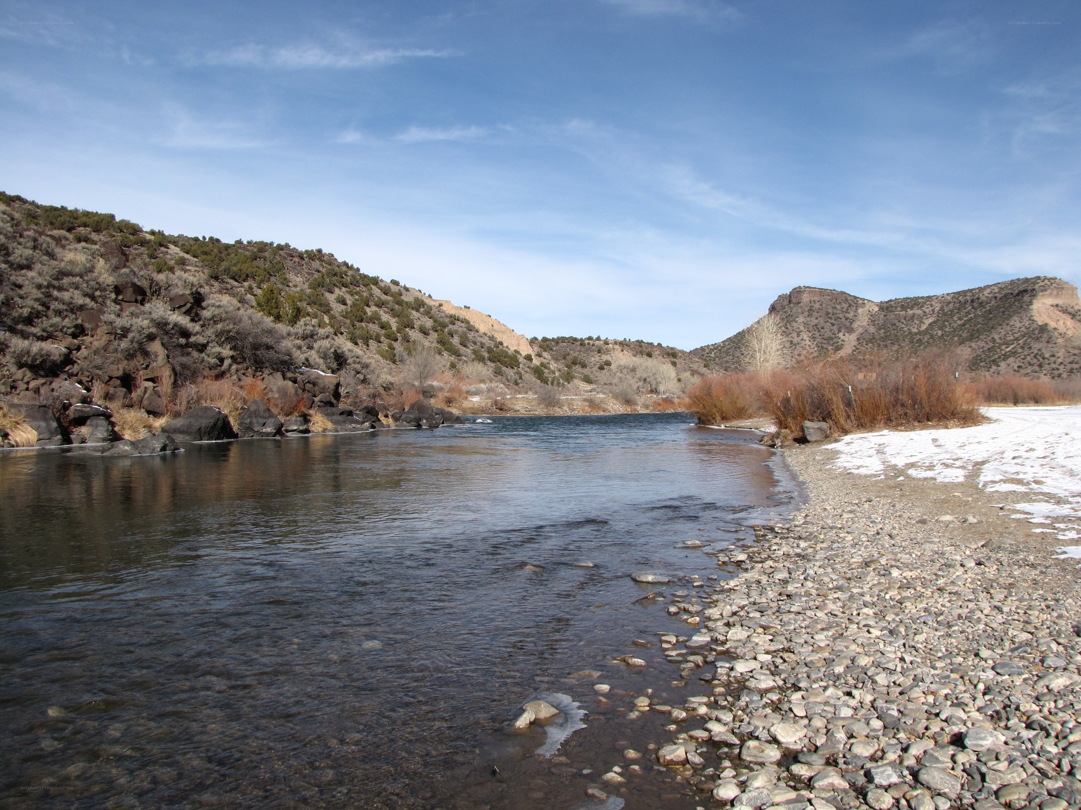 river flowing through rocky canyon